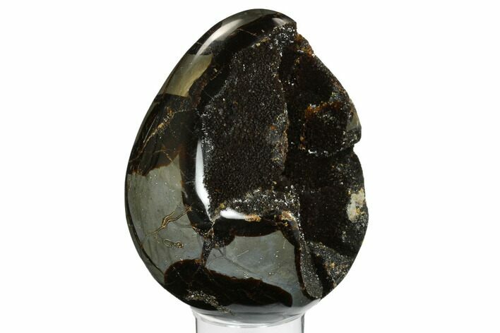 Septarian Dragon Egg Geode - Black Crystals #172798